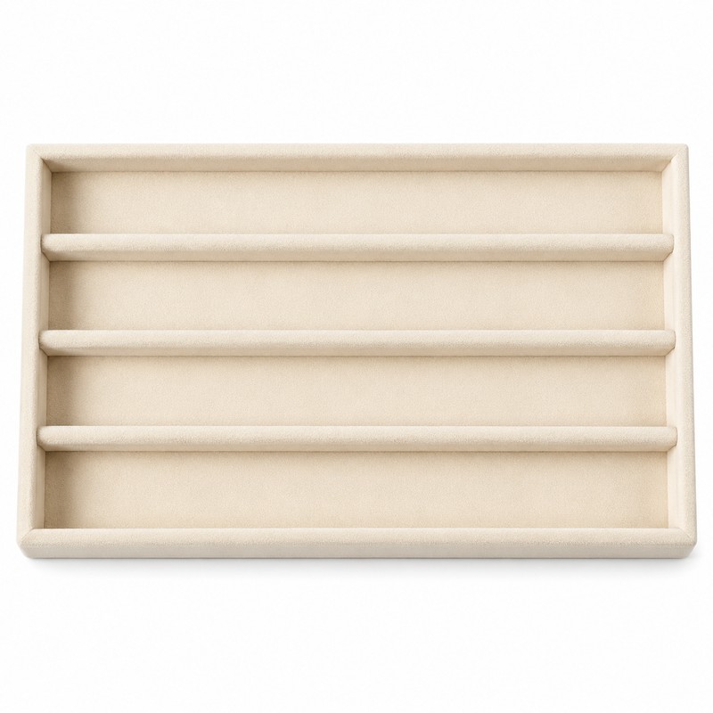Velvet Jewelry Organizer Tray with Removable Dividers for Rings, Earrings,