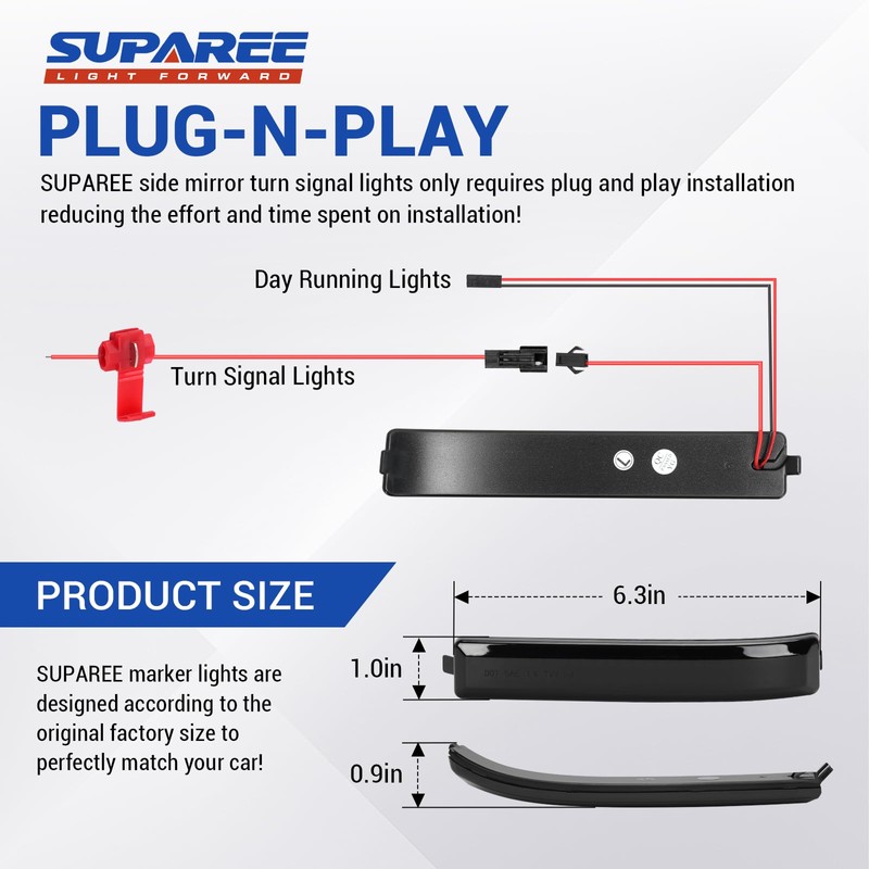 SUPAREE LED Switchback Side Mirror Turn Signal Lights Compatible for