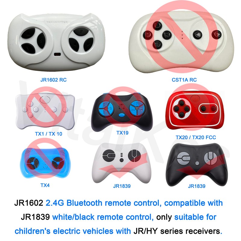 JR1602 FCC 2.4G Bluetooth Remote Control Remote for 12V Ride