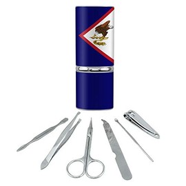 American Samoa US Territory Flag Stainless Steel Manicure Pedicure Grooming Beauty Care Travel Kit