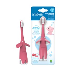 Dr. Brown's Dr. Brown's Infant-to-Toddler Training Toothbrush, Soft for Baby's First Teeth, Pink Elephant, 0-3 Years (Colors/Styles May Vary)