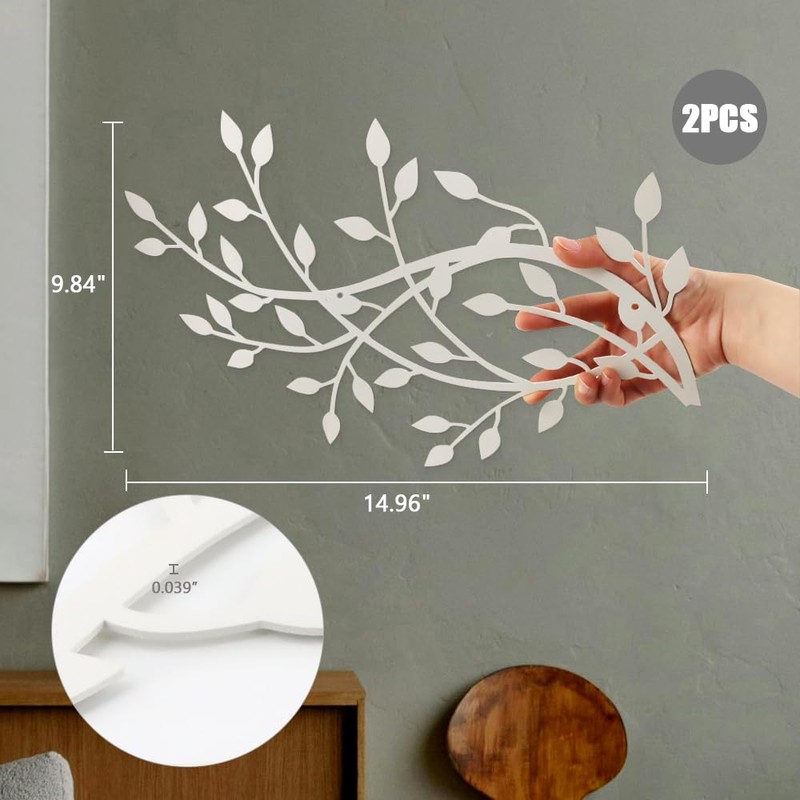 Meltset Metal Tree Leaf Wall Decor, Vine Olive Leaf Branch