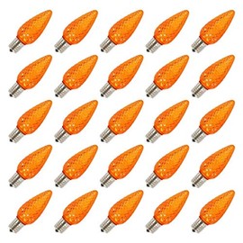 Vickerman 300404-0.45 watt 130 Volt C9 Intermediate Screw (E17) Orange Faceted LED Light Bulb (25 Pack) Christmas Light Bulbs (XLEDC98-25)