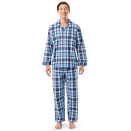 IZOD Men's Extra Soft Woven Pajama Sleep Set, Blue Plaid