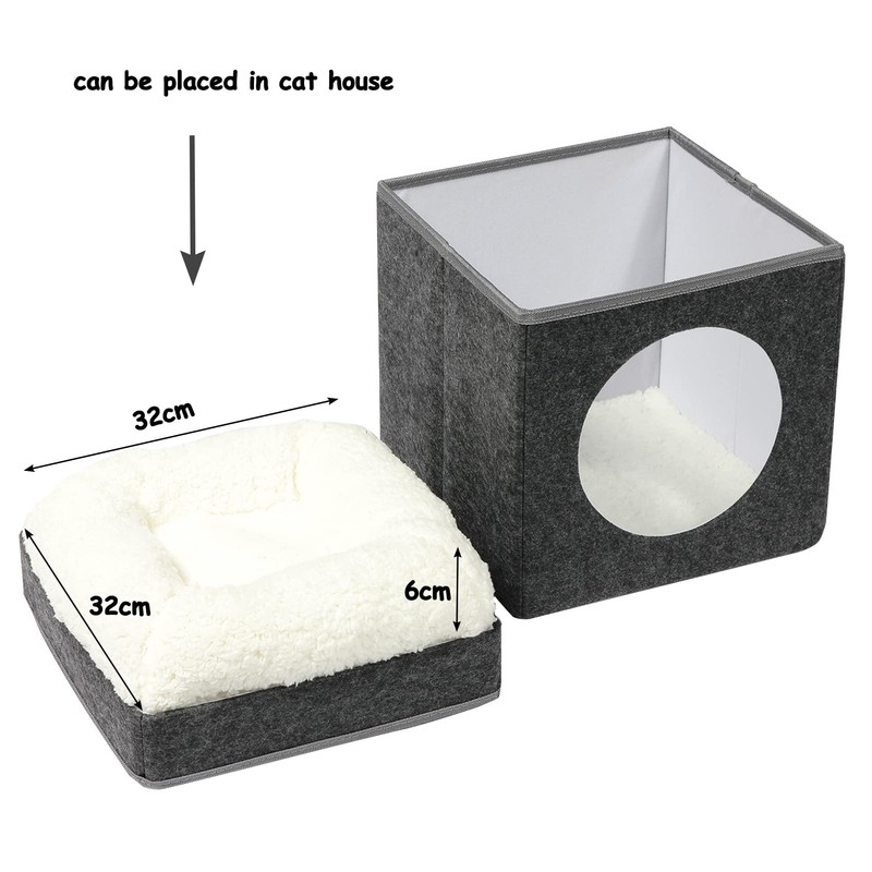 Bonlife White Cat Bed for Indoor,Winter Soft Warming Lambs Wool