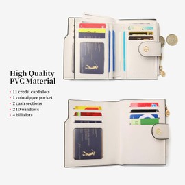 Wallets for Women PVC Leather Credit Card Holder Large Capacity Multi Card Organizer (Shaded Ice×Cream White)