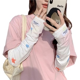 Arm Cover, Women's, UV Protection, Summer, Sun Protection, Arm Sleeve (UPF 50+, UV Protection, Loose, Covers Back of Hand) Women's UV Protection Arm Cover, Sunscreen, UV Arm Cover, Sun Protection, Sweat Absorbent, Quick Drying, Finger Holes, Anti-Slip Cu