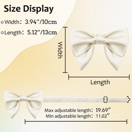 LHXzizizi Oversized Bow Ties for Men Adjustable Pre Tied Mens Bow Tie, Bowties Men for Party Graduation Proms School Wedding (White)