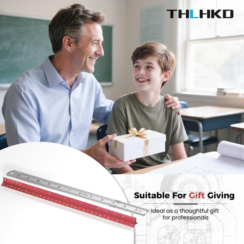 Architectural Scale Ruler 12 Inch: 2-Pack 12" Aluminum Triangle Ruler