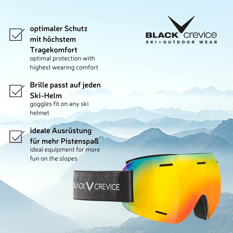 Black Crevice ÖTSCHER Ski Touring Goggles with Case, Ski Touring