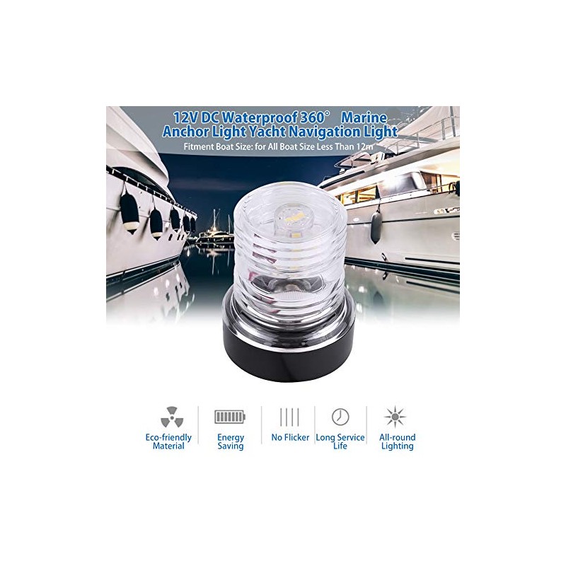 12V LED Navigation Anchor Light White 360° Boat Light Navigation