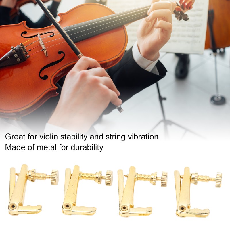 4PCS Violin Fine Tuner Golden Metal Wear Resistant String Fine