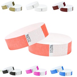 Tyvek Wristbands 3/4 inch 100 Pack, Paper Like Bracelets Used for Events, Nightclubs, waterparks etc. (Coral)