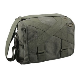 Rothco Vintage Outback Messenger Bag Olive Drab Canvas w/ Leather 14.5" X 11" X 5.5"