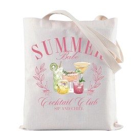 ZJXHPO Summer Cocktail Club Tote Bag Summer Bachelorette Party Gift Summer Trip Reusable Grocery Tote Bag Summer Vibes Gift (Summer Tote)