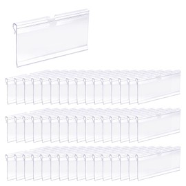 50 Pcs Clear Plastic Wire Shelf Label Holders, Basket Bin Labels Clip On for Storage Bins, Reusable Price Tag Holder, Merchandise Sign Display for Pantry Retail Shop (2.4 x 1.7 Inch)