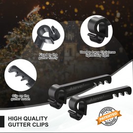 Aieve 30 Pack Gutter Brush Clips, Gutter Guard Clips, Gutter Brush Leaf Guard Fixing Clips Gutter Hook for String/Outdoor Lights, Keeps Gutter Brush in Place