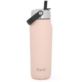 S'well Recycled Stainless Steel Explorer with Flip Straw Lid, 24oz, Himalayan Salt, Triple Layered Vacuum Insulated Containers Keeps Drinks Cold for 36 Hours and Hot for 8