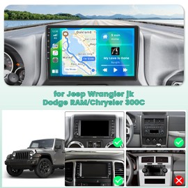 [2+64G] Hikity Android 13 for Jeep Wrangler jk/Dodge RAM/Chrysler 300C Car Stereo, 10.1'' Touch Screen Car Radio with Wireless CarPlay Android Auto GPS Navigation Mirror Link WiFi BT DSP