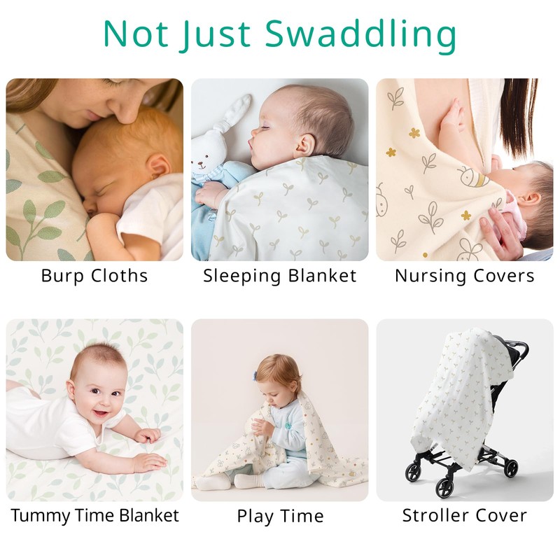 HECCEI Baby Muslin Blankets 3 Pack - 120 x 120