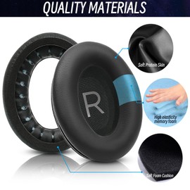 Replacement Ear Pads for Bose QuietComfort 45 (QC45) / QuietComfort SE (QC SE) / Quiet Comfort Wireless Over-Ear Headphones, Softer Protein Leather Earpads Cushions Kit (Black)