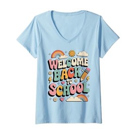 Womens Welcome Back to School Teacher Appreciation Boys Girls Gifts V-Neck T-Shirt