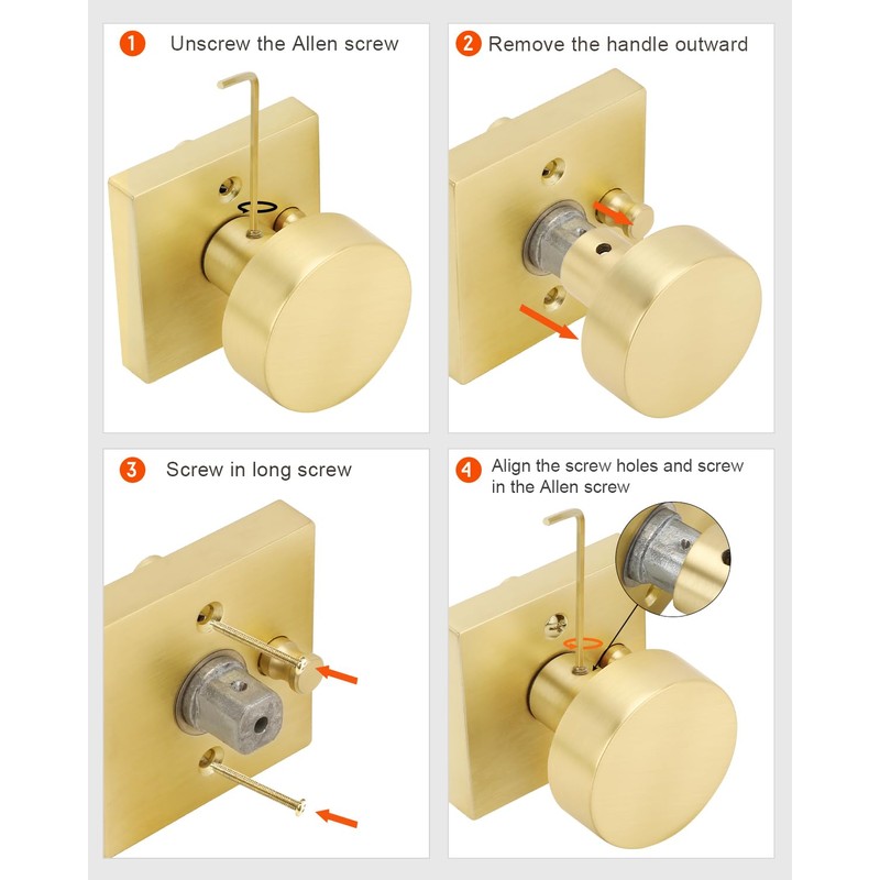 Haidms Gold Door Knobs Interior Privacy, Heavy Duty Square Brushed