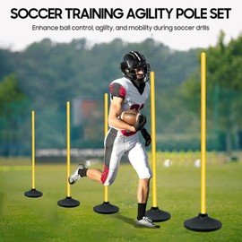 Oulores Soccer Agility Poles,Adjustable Height Hurdles,6PCS Soccer Training Poles with Rubber Base, Detachable Soccer Agility Training Equipment