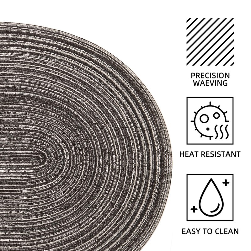 Ryncoco Oval Placemats Cotton Heat Resistant Braided Placemats Washable 13.7x19.6Inch