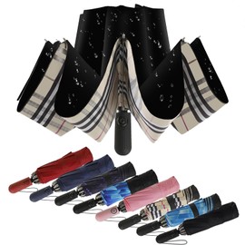 ZDSSM Compact Travel Umbrella Inverted Reverse Umbrellas for Rain & Sun – Small, Portable Windproof, UV Protection Umbrella for Travel, Backpack, Women and Men(Yellow Plaid)