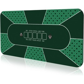 YUZPKRSI 70 x 35 Inch Poker Mat, 8 Players Texas Hold'em Poker Rubber Mat Poker Topper for Tables, Folding Portable Poker Table Top Layout w/Carrying Bag for Poker Games, Blackjack, Casino