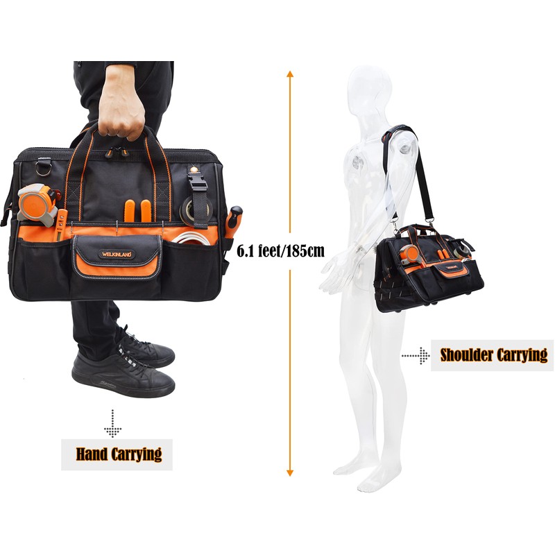 WELKINLAND 16" Tool Bags - 34-Pocket Heavy Duty Open Top