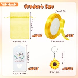 18 Set Thank You Keychain Gifts, Appreciation Gifts Thank You Gifts Set, Sunflower Keychain with Thank You Card Organza Bag and Ribbon for Thanksgiving Wedding Birthday Party Favors