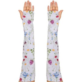 HFCOONY Gardening Sleeves Women,Thorn Proof Flower Pattern Garden Sleeves,Anti-Scratch Sun Protection Cooling Arm Sleeves to Cover Arms For Sports Gardening Gift.