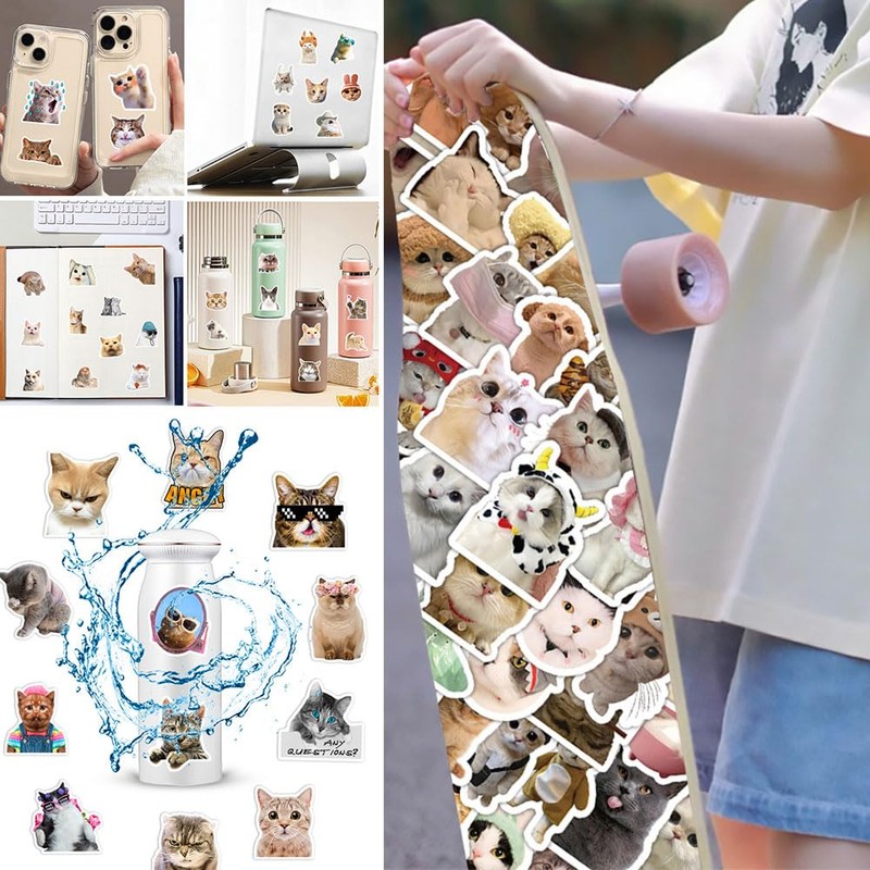 100 Pcs Doodle Stickers DIY Cat Stickers Idea Cup Computer