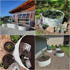 A ANLEOLIFE 2-Pack 3ft x 24” Tall Galvanized Raised Garden Beds Outdoor, Round Metal Planter Box for Planting Vegetables Flowers Herb, Anti-Rust & Easy-Setup, Quartz Grey
