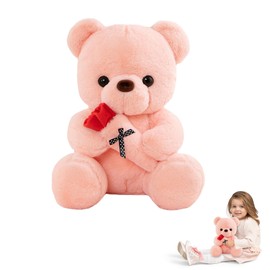 Teddy Bear, 25 cm Teddy Bear with Rose, Stuffed Toy Teddy Bear Plush Bear, Teddy Bears Rose Stuffed Toy Stuffed Toy Teddy Bear Plush Toy, Cuddly Toy Gifts for Children Birthday Valentine's Day