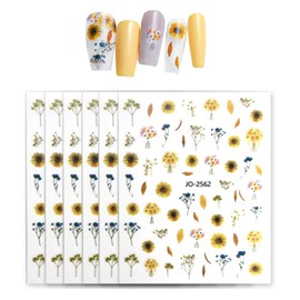 Nail Sticker Flowers Floral Plant [6 Sheets Included] Yellow Sunflower Spring Summer Fall Winter Petals Floral Botanical Gel Nails Nail Sticker Nail Art Self-Nail Kirakira Punpunmaru NAS-110