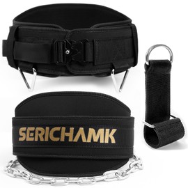 Weighted Dip Belt for Weight Lifting With Chain 46" and Loading Straps,Weighted Belt,Pullup Dip Weight Belt with Chain, Weighted Pull Up Belt for Weights,Belt Squat Belt with Chain Black