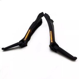 HTTMT Black Rear Passenger Footpeg Footrest w/ LED Signal For Yamaha YZF R1 2004-2008