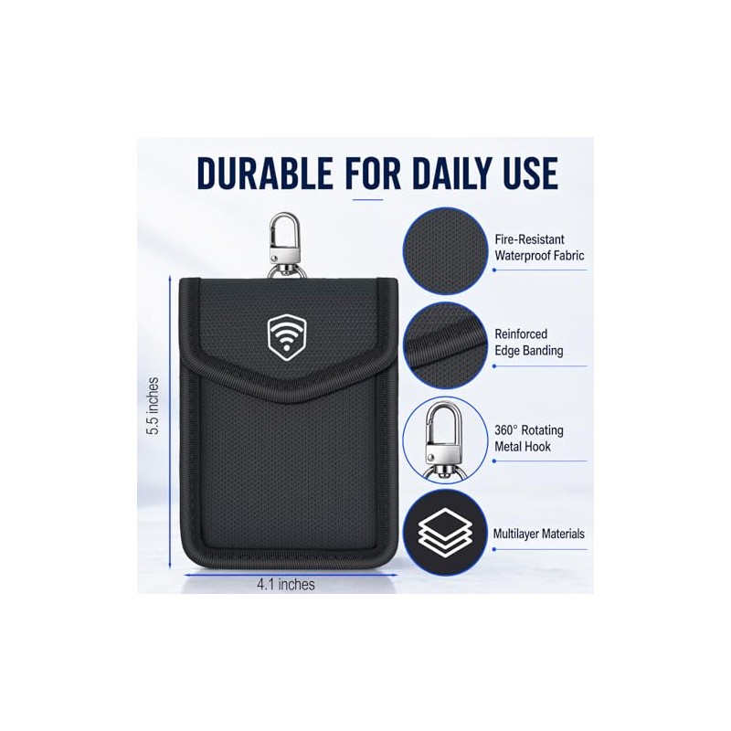 Ninitch Key Fob Signal Blocker Pouch - Waterproof RFID Protection