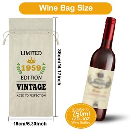 Dabihu Happy 65th Birthday Gifts for Women Wine Bag for 65 Year Old Gifts Mum Aunt Friends Vintage 1959 Wine Accessories Gifts for Wine Lovers Turning 65 Gifts Female 65th Anniversary for Wife