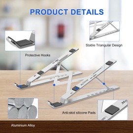 mofiloong Desktop Convenient Folding Computer Stand Aluminum Alloy Ultra-Thin Multi-Functional Lifting Small Heat Dissipation Notebook Stand (银色)