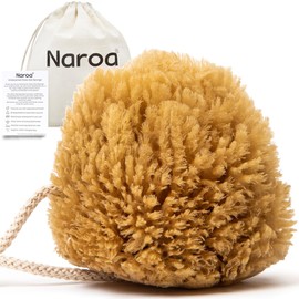 NAROA Natural Exfoliating Loofah Sea Sponges for Bath & Shower | Scrunchie Body Puff Scrubber | Sustainable Eco Gift for Adults (X Large)