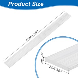 sourcing map Square Aluminum Flat Bar, 1/8" Thickness 1" Width 12" Length Square Aluminum Bar 6061 Aluminum Flat Plate, 3 x 25 x 305mm Solid Mill Stock