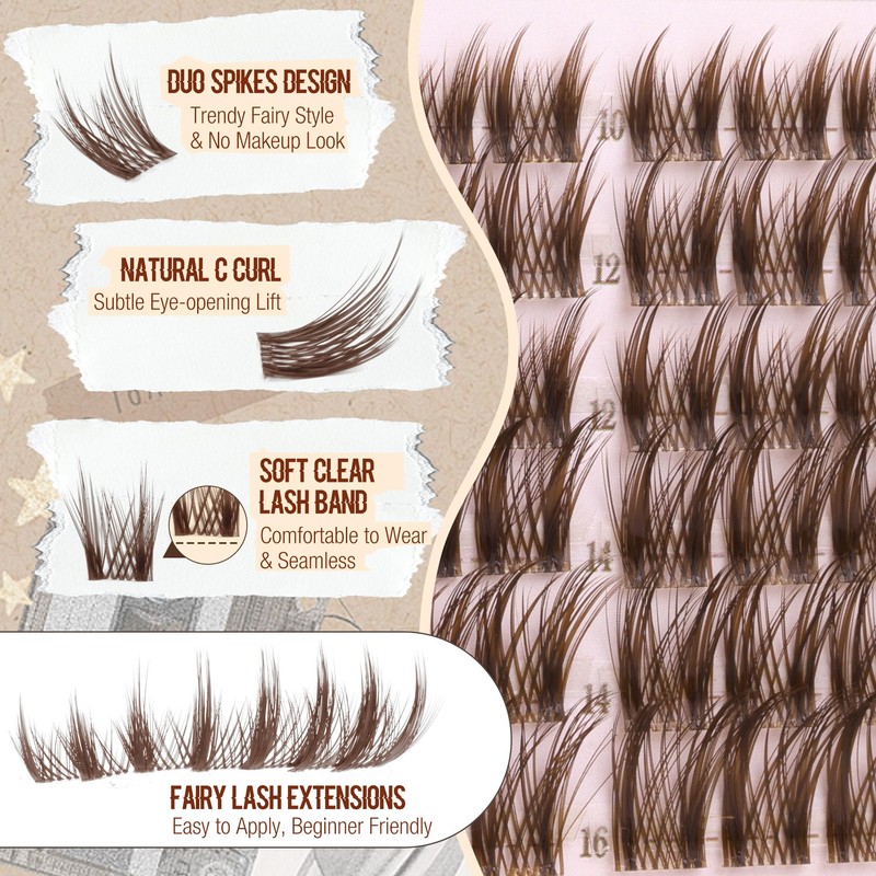 Anime Cluster Lashes Brown Cluster Eyelash Extensions Fairy Eyelash Clusters
