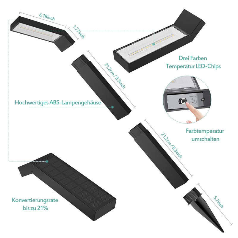 AGOTD Solar Light for Outdoor Garden, Pack of 2 Solar