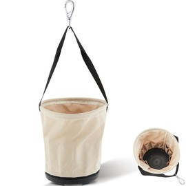 SilTriangle 1 Pack Heavy Duty Tapered Wall Bucket with 14 Inner Pockets 12 x 12 x 9 Inches Utility Tool Canvas Bucket Bag Plastic Bottom Universal High Weight Load Tool Bag