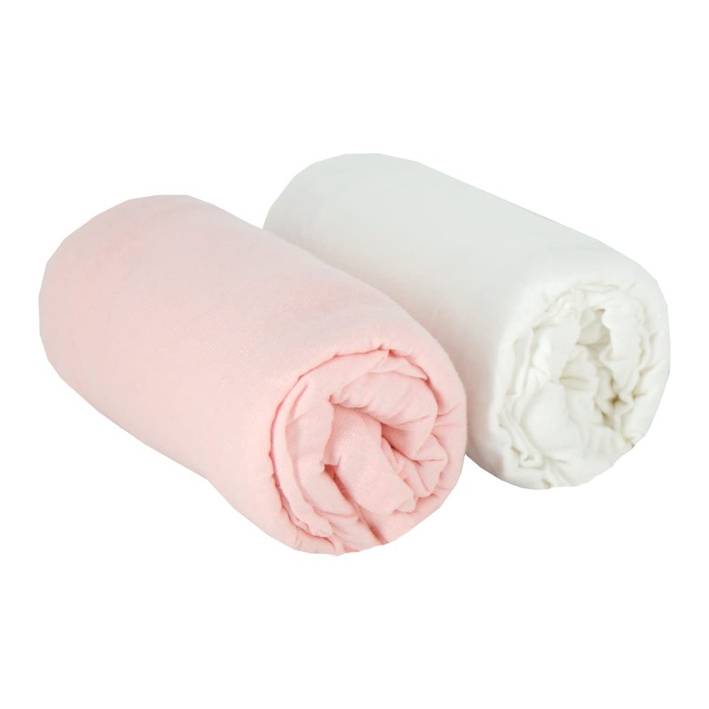BabyCalin - Set of 2 Fitted Sheets White / Pink