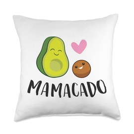 Funny Avocado Gifts Vegans Pregnancy Announcement Avocado Mamacado Throw Pillow, 18x18, Multicolor